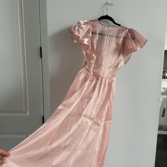 NWT Reformation Glory Shimmer Pink Flutter Sleeve Dress - Picture 3 of 7